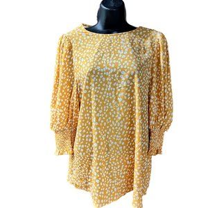 NWOT Women's Polka Dot 3/4 Sleeve Blouse Top Ladies Casual Office Crew Neck Sz M